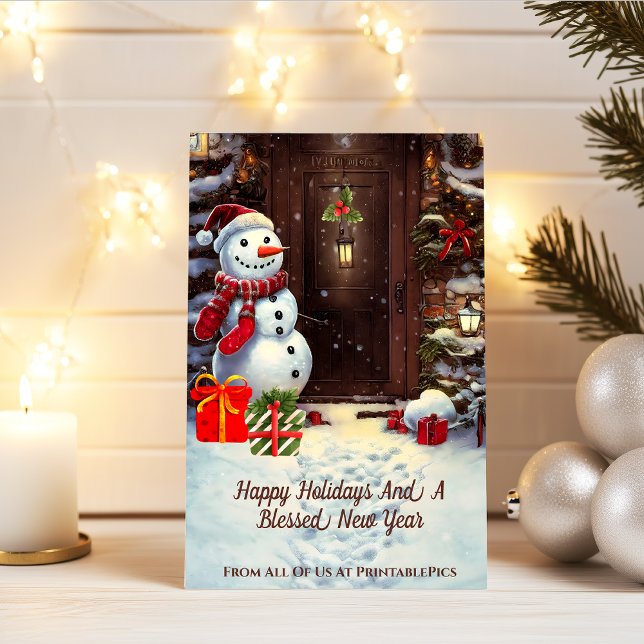 Snowman Vintage Christmas Scene Card (Creator Uploaded)