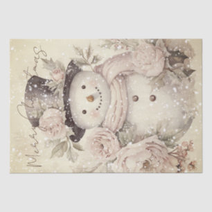 Snowman Vintage Pastel Pink Winter Christmas Tissue Paper