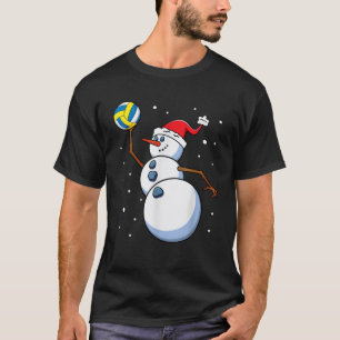Snowman Volleyball Player Santa Hat Girls Womens C T-Shirt