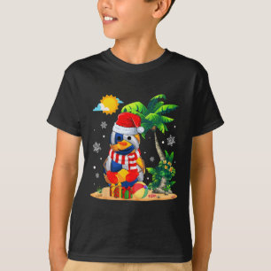 Snowman Volleyball Santa Hat Christmas In July Sum T-Shirt