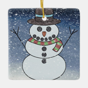 Snowman w/BG - Ceramic Ornament