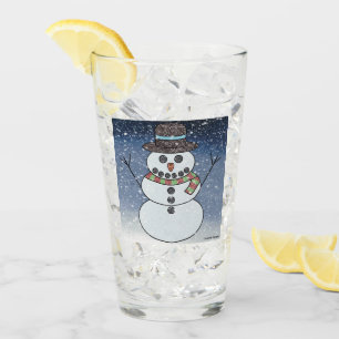 Snowman w/BG - Glass Cup