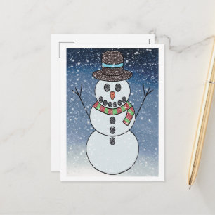 Snowman w/BG - Postcard