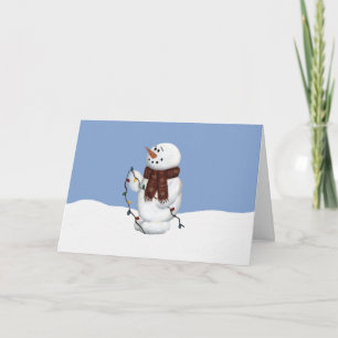 Snowman W/ Lights Christmas Card