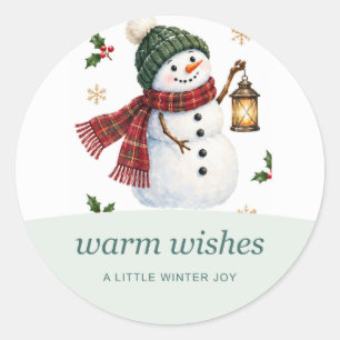 Snowman Warm Winter Wishes Round Stickers