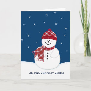 Snowman Warmest Wishes Christmas Holiday Greeting Card