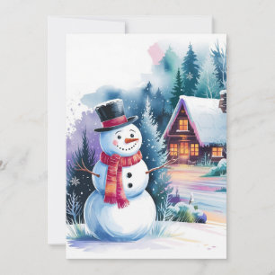 Snowman Water Colour  Holiday Card