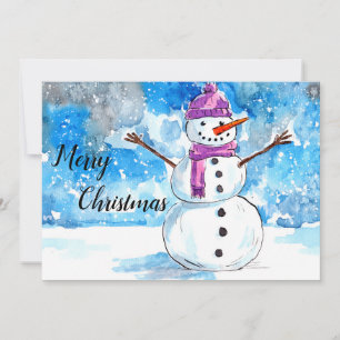 Snowman Watercolor Christmas Card