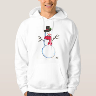 Snowman watercolor cute winter Vintage Retro Hoodie