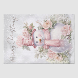 Snowman Watercolor Pink Winter Christmas Tissue Paper