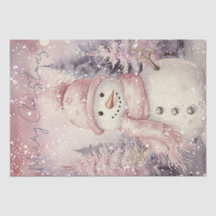 Snowman Watercolor Pink Winter Christmas Tissue Paper