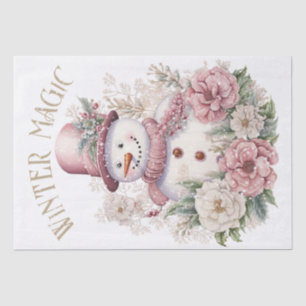 Snowman Watercolor Pink Winter Christmas Tissue Paper