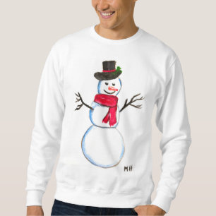 Snowman watercolor Retro Face Snowmen Winter cute Sweatshirt