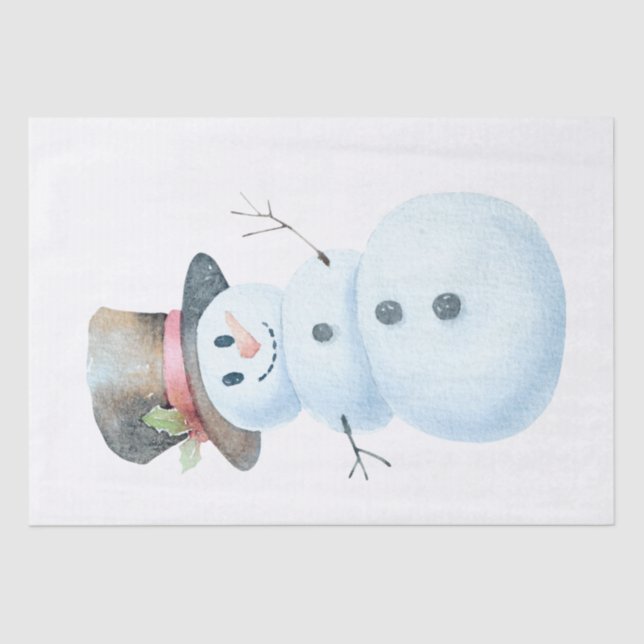 Snowman Watercolor Winter Christmas Tissue Paper (Front)