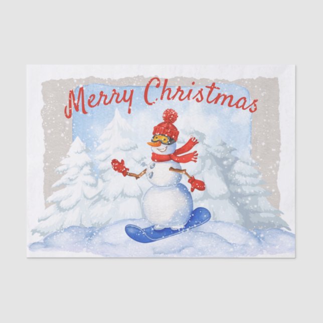 Snowman Watercolor Winter Christmas Tissue Paper (Front)