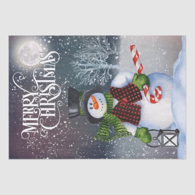 Snowman Watercolor Winter Christmas Tissue Paper (Front)