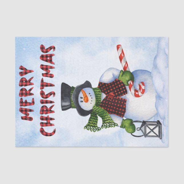 Snowman Watercolor Winter Christmas Tissue Paper (Front)