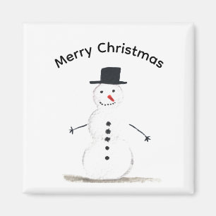 Snowman watercolor winter snow Christmas  Magnet