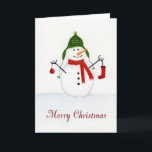 Snowman watercolour Christmas Card<br><div class="desc">Hand painted snowman watercolour Christmas card.

Add your own message inside the card by using the template option.</div>