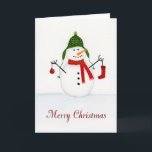 Snowman watercolour Christmas Card<br><div class="desc">Hand painted snowman watercolour Christmas card.

Add your own message inside the card by using the template option.</div>