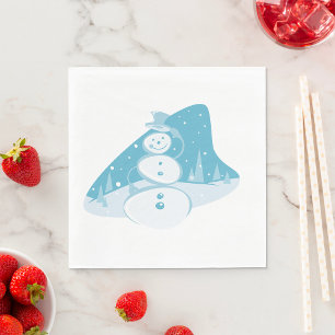 Snowman Wearing A Top Hat Napkin