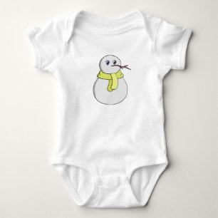 Snowman wearing a yellow scarf baby bodysuit
