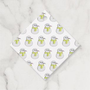 Snowman wearing a yellow scarf favour tags