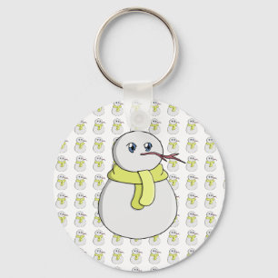 Snowman wearing a yellow scarf key ring
