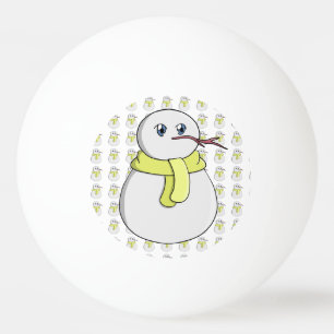 Snowman wearing a yellow scarf ping pong ball