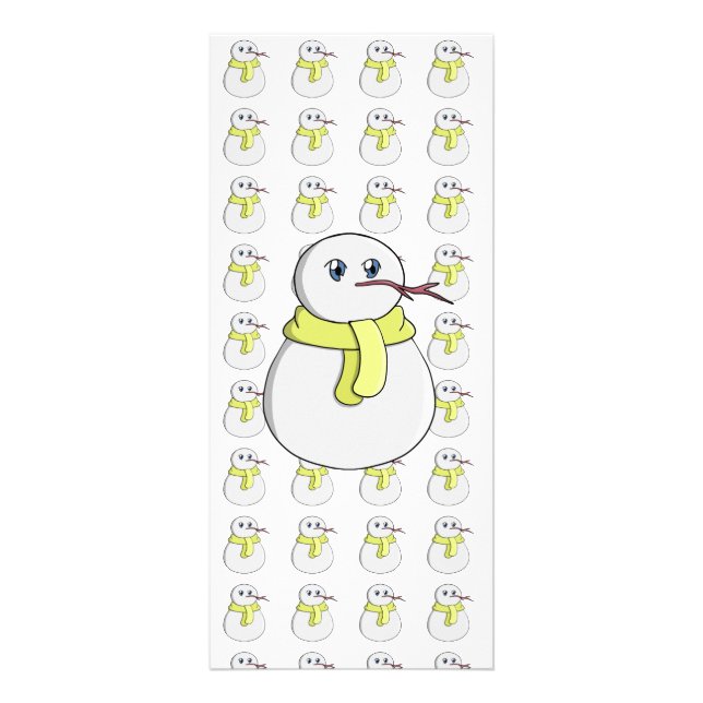 Snowman wearing a yellow scarf rack card (Front)