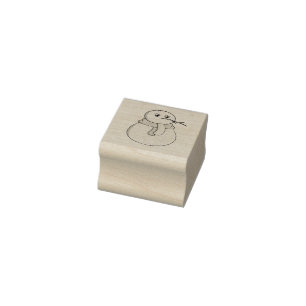 Snowman wearing a yellow scarf rubber stamp