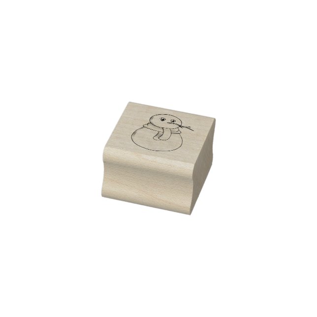 Snowman wearing a yellow scarf rubber stamp (Stamp)