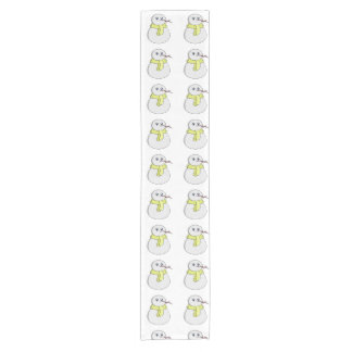 Snowman wearing a yellow scarf short table runner