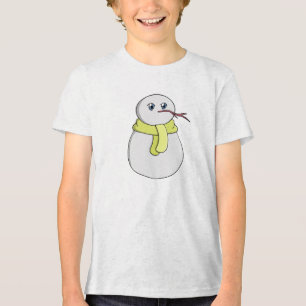 Snowman wearing a yellow scarf Tri-Blend shirt