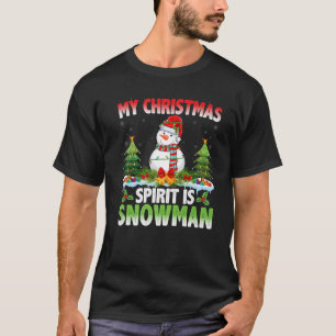 Snowman Wearing Santa Hat My Christmas Spirit Is S T-Shirt