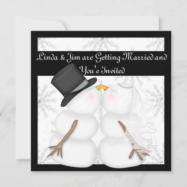 Snowman Wedding Invitations with Snowflakes (Front)
