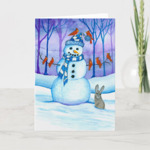 Snowman Wildlife Birds Holiday By Bihrle