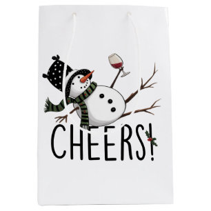 Snowman Wine Christmas Funny Drinking Wine Santa  Medium Gift Bag