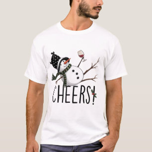 Snowman Wine Christmas Funny Drinking Wine Santa T-Shirt