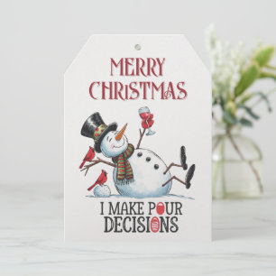 Snowman Wine Quote Winter Christmas Holiday Card