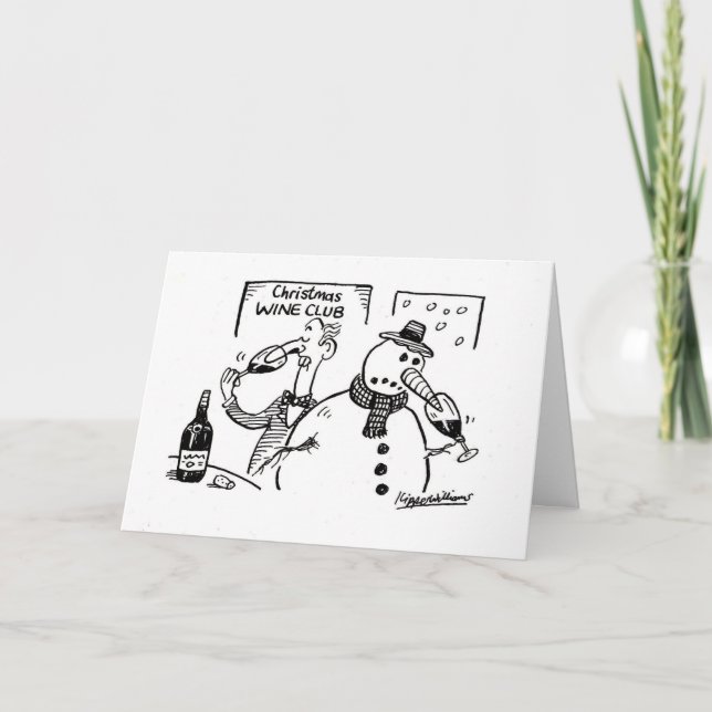 Snowman wine tasting holiday card (Front)