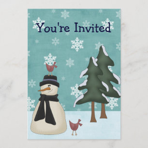 Snowman Winter Birthday Party Invitation