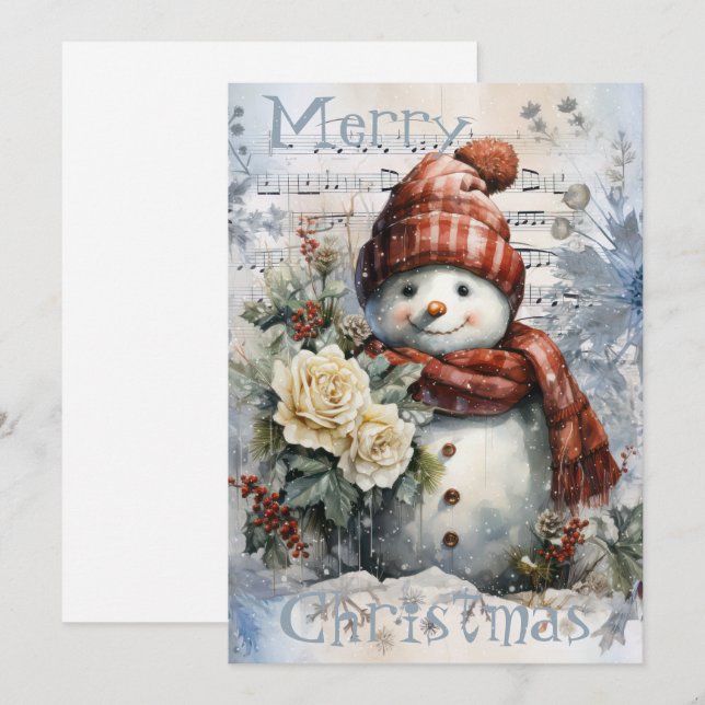 Snowman Winter Christmas Holiday Card (Front/Back)