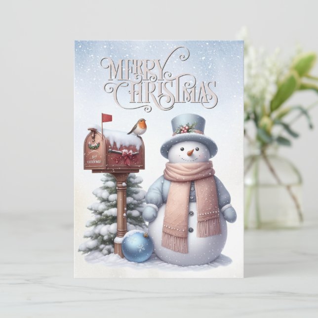 Snowman Winter Christmas Holiday Card (Standing Front)