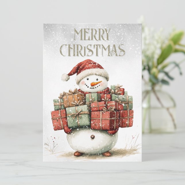 Snowman Winter Christmas Holiday Card (Standing Front)