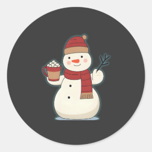 Snowman Winter Cosy Vibes Classic Round Sticker