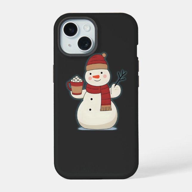 Snowman Winter Cosy Vibes iPhone 15 Case (Back)