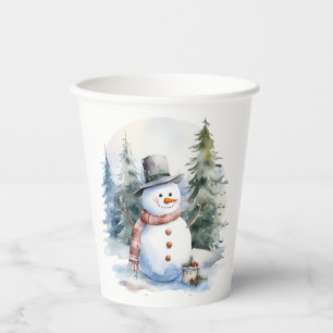 Snowman Winter Forest Paper Cups