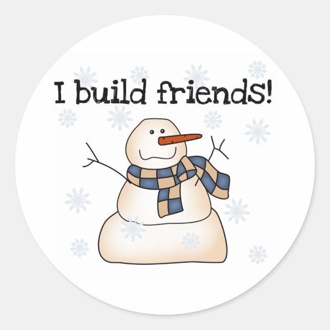 Snowman Winter Friends Classic Round Sticker (Front)