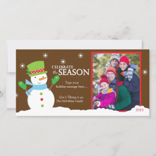 Snowman Winter Holiday Christmas Photo Card 8x4